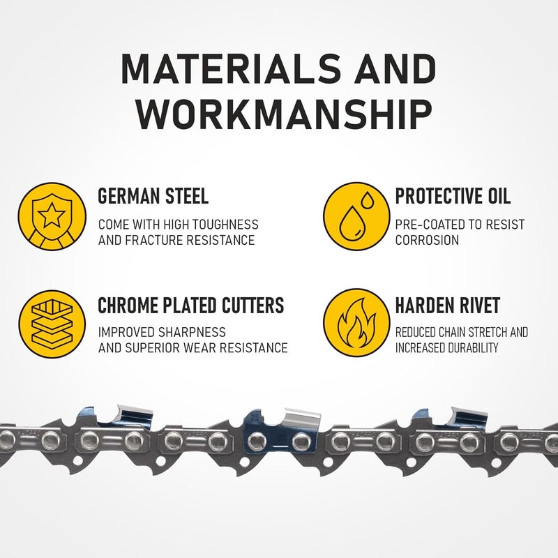 KAZPRO 12 Inch Chainsaw Chain 45 Drive Links 3/8" LP Pitch, .050" Gauge, Low kickback, Lubrication System Chainsaw Blade fits Craftsman, Echo, Homelite, Poulan, Ryobi, Wrox, etc, KP-S45 (3 Pack) - Image 4